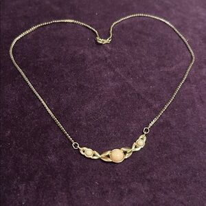 AVON Elegant Gold Necklace with Pink Pearl Accents